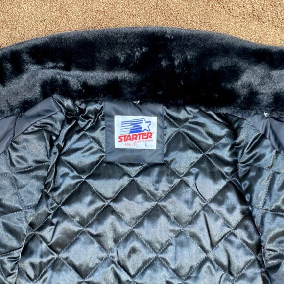 CLEVELAND GUARDIANS Ty Mopkins STARTER Winter Jacket Fleece Lining BLACKLARGE